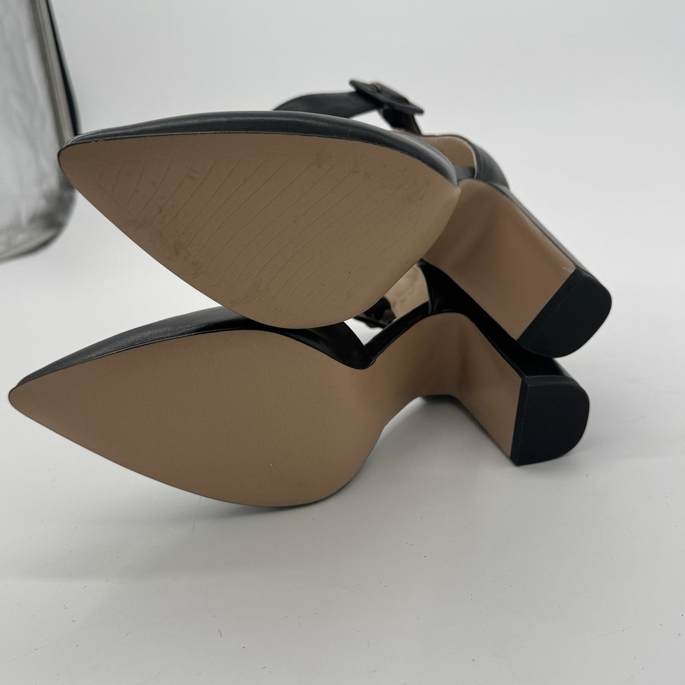 Michael Shannon Rosalie Heels Size 9 Black Ankle Strap D Orsay Block Pumps 4in - Picture 15 of 16